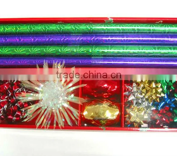 2016 Festive Metalic Star Ribbon Bow,10cm Dia Iridescent Fancy Bow, Gift Wrapping Paper photo-6