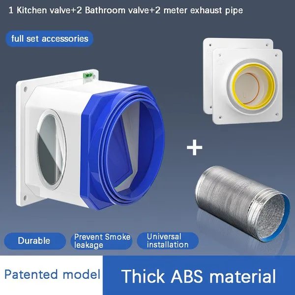 Specialized Flue Smoke Check Valves 1 Kitchen Valve+2 Bathroom Valve+2 Meter Exhaust Pipe