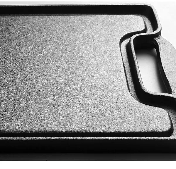 Cast Iron Grill Tray 36*26cm Uncoated Barbecue Tray Non-stick Household Iron Plate Cooking Outdoor Rectangular Charcoal Fire Pan photo-5