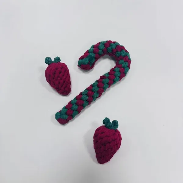 Handmade Cotton Rope Strawberry Dog Toy for Puppy Dogs, Pet Toy for Dogs Chew photo-2