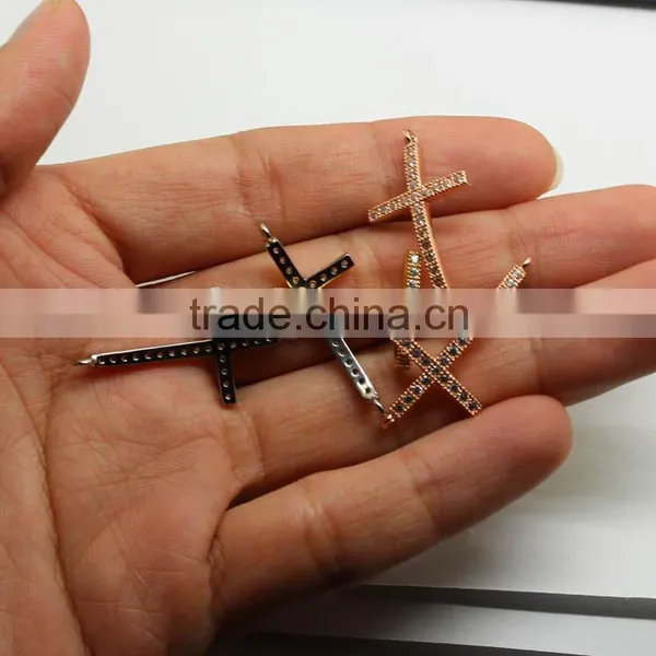 CZ6477 Wholesale Mirco cz Pave Cross Bracelet Charm Connectors,mini Cross photo-2