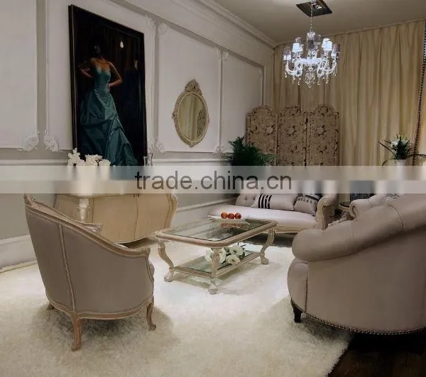 French Style Living Room Furniture Set Wood Living Room Sofa Set photo-2