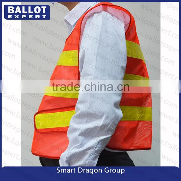 China Mesh Polyester Fluorescent Fabrics Red Construction Safety Vest in Competitive Price photo-3