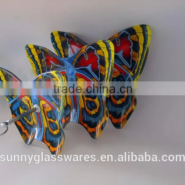 Creative Style Butterfly Blue Glass Plate of Three Layers photo-3