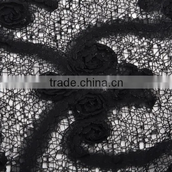 Superior Quality Netting Bottom Chiffon Ribbon Flower Embroidery Lace photo-2