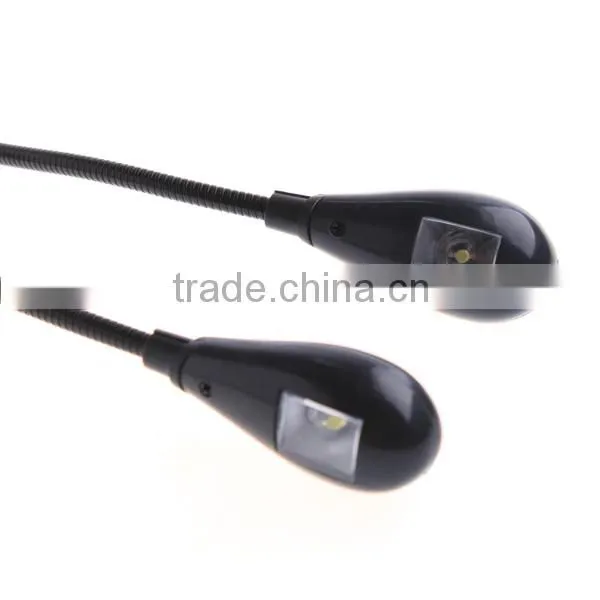Black Clip on 2 Dual Arms 2LEDs Fleible Book Music Stand Light Lamp for Pianos/Ebook Reading(Powered By 3 * AAA Batteries) photo-6