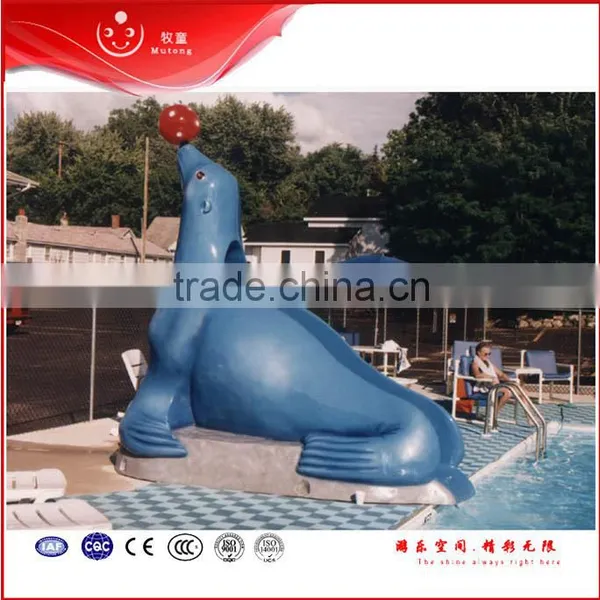 Fiberglass Swimming Themed Dolphin Kids Slide for Summer Kids Play