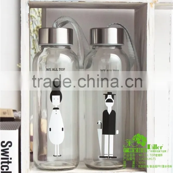 OEM Private Lable Cartoon Bottle With Cap Glass Sports Water Bottle photo-3