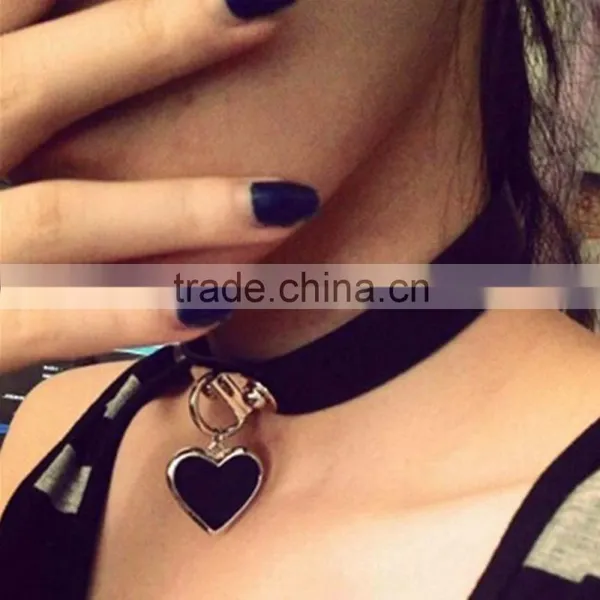 Wink Gal Trendy Chokers Necklaces Rock Style Leather Steam Punk Punk Heart Necklace Pendants photo-3