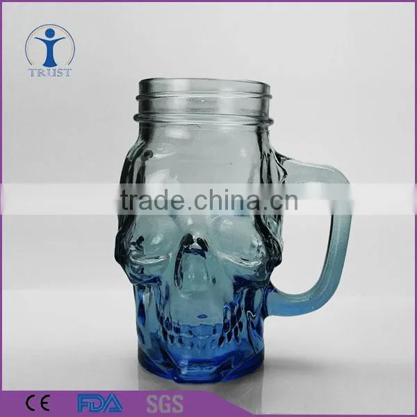 Machine Made Skull Mason Jar With Lid and Straw Quality Choice photo-2