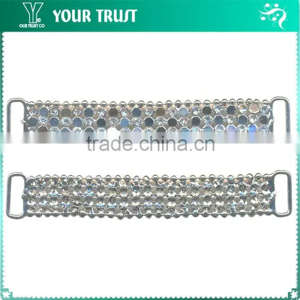 1.5MM 3MM Clear Cystal Rhinestone Flower Connector Rhodium Metal Belt Buckles photo-2