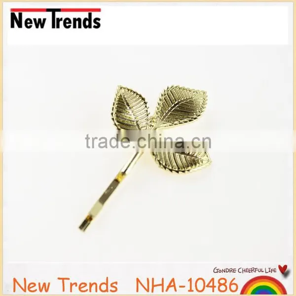 Factory Wholesale Metal Gold Leaf Hair Pin Hair Clip photo-4