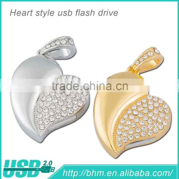 High-end Crystal Heart Shape Usb Stick Bulk Usb Flash Drives photo-2