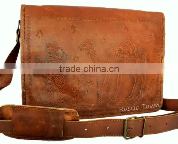 Antique Pure Genuine Leather Messenger Bag for Men Rajasthani Style photo-2