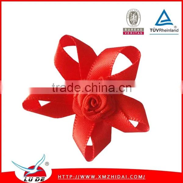 Red Color Ribbon Flowers Handmade Clothing Underwear Decoration Flowers photo-3