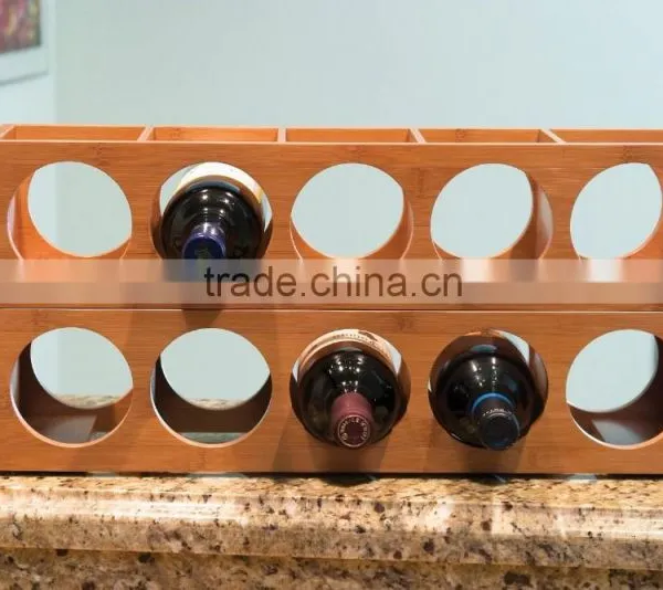 Custom Attractive Design Simple Elegant Storage Bamboo Wooden Stackable Wine Rack Holder Display photo-3