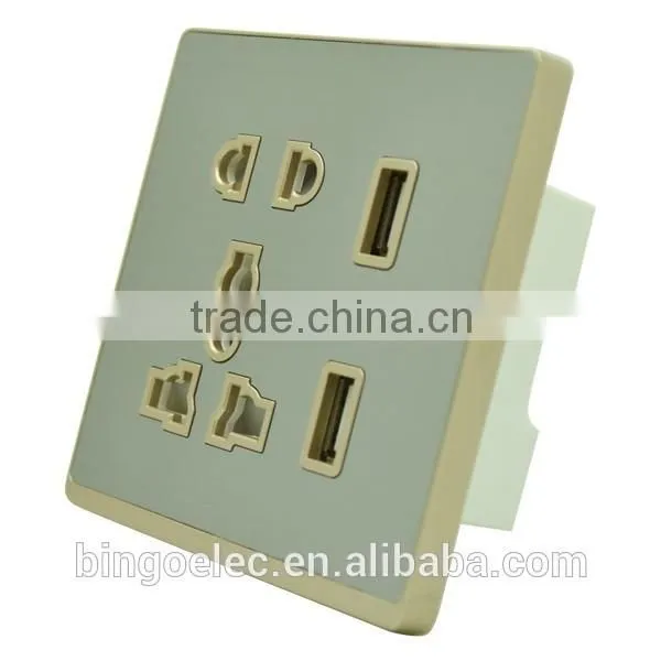Uk Standard Multi Function 5pin Wall Socket With Double USB Socket photo-2