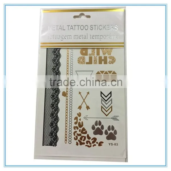 New Fashionable Gold and Silver Metallic Custom Body Golden Uae Stickers Temporary Tattoo photo-2