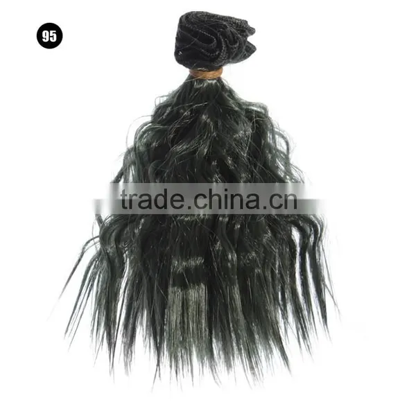 Green Short Wavy Hair Extension Hairpiece for Blythe Dolls photo-3