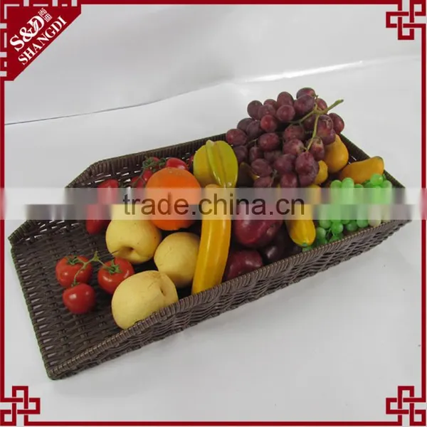 S&D Poly Rattan Brown Wicker Storage Basket Imitation Supermarket Display Basket Fruit Basket