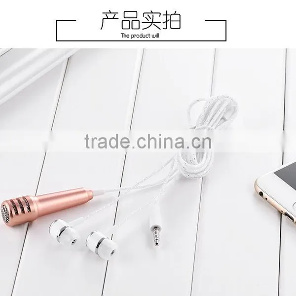 Mini Portable Fashionable Cellphone Microphone With Earphones, Factory Price Mini Cellphone Microphone For Singing photo-5