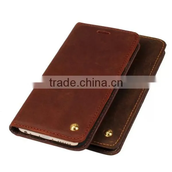Luxury Retro Genuine Cow Leather Wallet Mobile Phone Case With Card Slot For IPhone 6 6Plus photo-5
