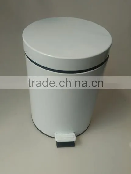 Powder Coating Pedal Bin 5L Classic White Household Waste Bin photo-2