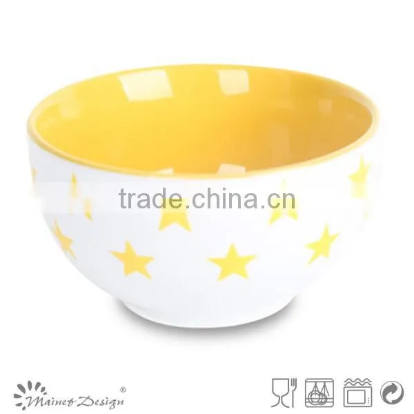 Solid Glaze Ceramics Cereal Bowl With Star photo-3