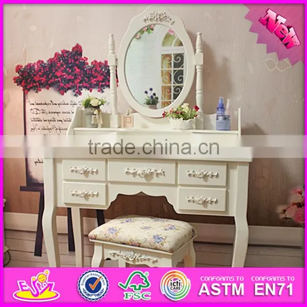2016 Wholesale Luxurious Bedroom Solid Wooden Makeup Vanity W08H057 photo-3