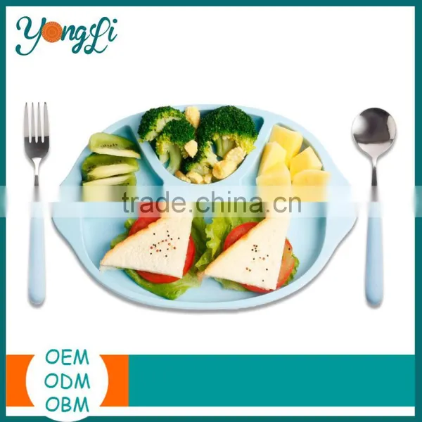 BPA Free Food Holder Tray Dishes for Baby Toddler Plates Silicone Eating Utensils photo-2