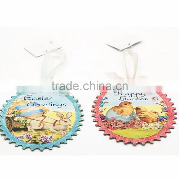 4 Style 4.375"x0.125"x5.5"H Different Color Paper Spring Bunny Print Hanger Handicrafts Animal Wall Plaque photo-4
