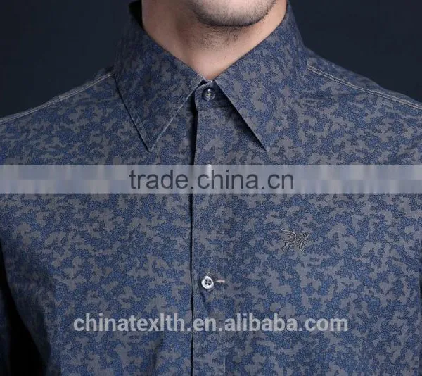 Fashion Long Sleeve Casual Design High Quality 100%Cotton Print Men Shirt photo-6