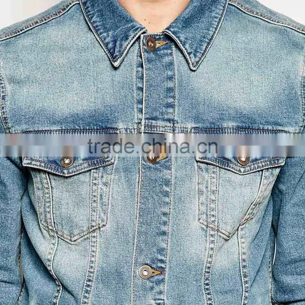 Light Blue Fitness Denim Men Jean Jacket Fashion Street Wear photo-3