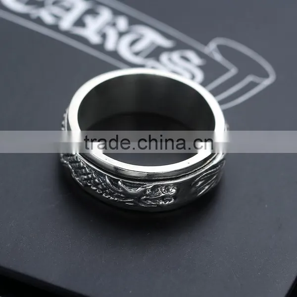 Fancy Chinese Dragon Design Cool Punk Style Brass / 925 Sterling Silver Men's Ring photo-3