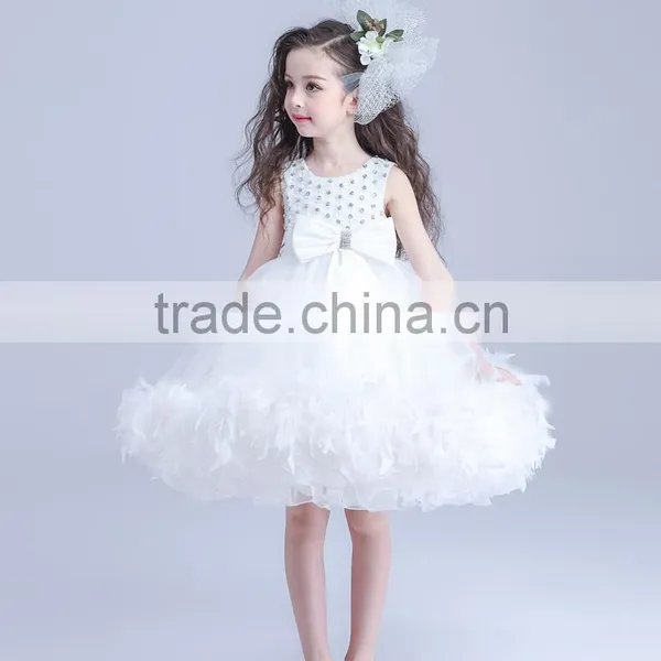 White Flower Girls Dress With Rhinestone Angel Dresses photo-4