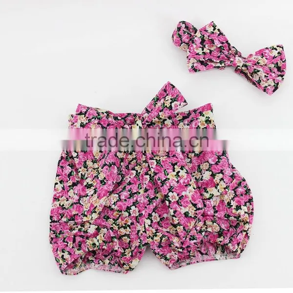 Baby Girl Cotton Bloomer Summer Dress Floral Print Fabric Bloomer Match Headband Wholesale China Factory photo-6