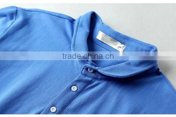 High Quality Adults Short Sleeve Plain Pure Color Mixed Sizes Stock Custom Blue 160g 100% Pique Cotton Polo t Shirt Men photo-4