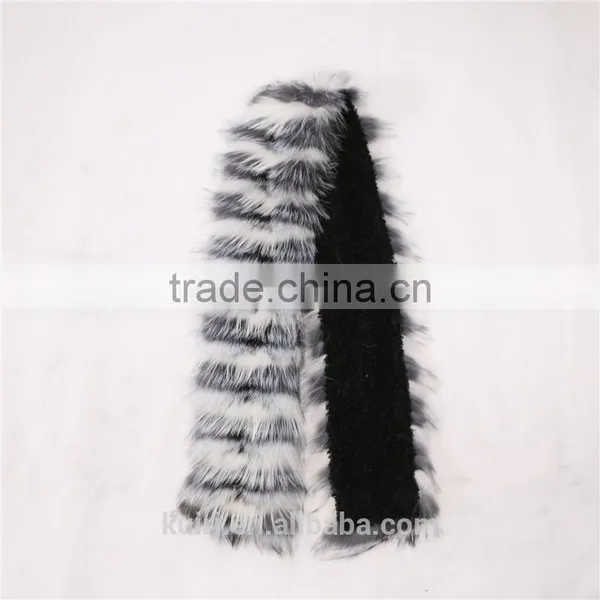 Super Long 150cm Winter Trendy Real Fox Fur Scarves Long Fox Fur Muffler Black and White Striped Fox Fur Scarf Zebra Scarves photo-4