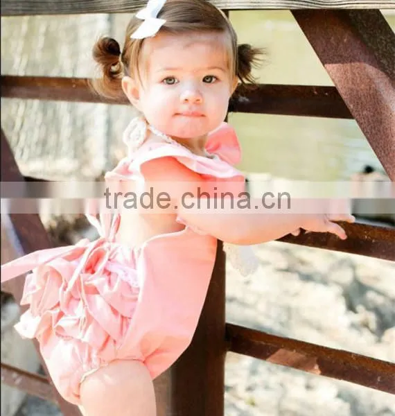 Baby Girl Romper Several Colors Ruffled Linen Fabric Baby Clothes Romper photo-5