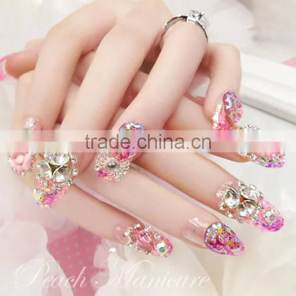 Self-adhesive Nails Glitter Tips With Glue Rhinestone Nails photo-4
