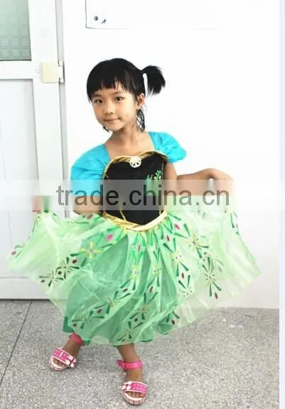 Kids Girls Princess ANNA Dress Queen Cosplay Costume Fancy Dress&Crown photo-3