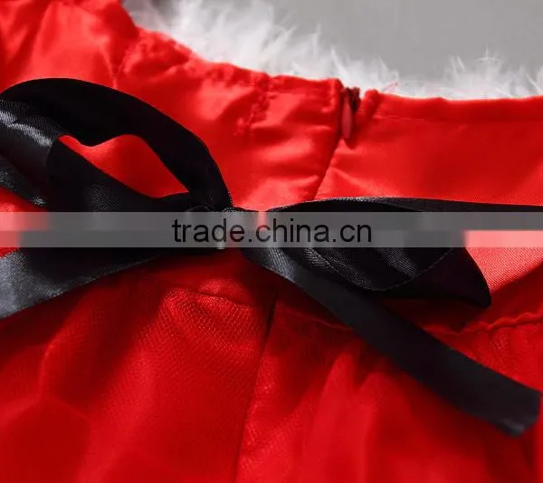Fashion Strap Fluffy Kids Baby Girls Red Christmas Wedding Dress photo-4