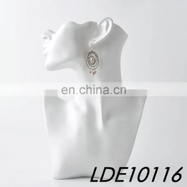 Lady Fashion Earring Freshwater Pearl Earrings Concentric Circle Silver Earrings photo-2