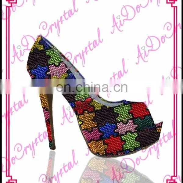 Aidocrystal New Fashionable Splicing Patterns Crystal Evening Dinner Shoes High Heels Peep Toe Sandals