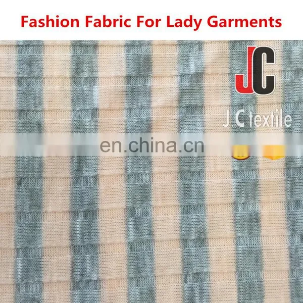 Shaoxing JC Rib Fabric Composition T/R Spandex Stirpe Rib Fabric Knit photo-2