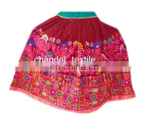 Banjara SkirtVINTAGE Skirt Rabari Collectible Banjara Belly Dance Kuchi Ethnic PINK Color With Multi Color EMBROIDERY Skirts photo-3