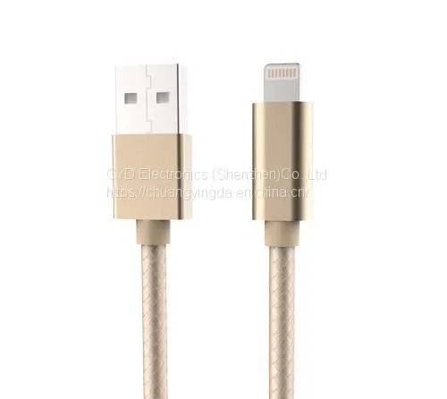 USB Nylon Braided Metal Housing USB Cable for IPhone, IPad, IPod