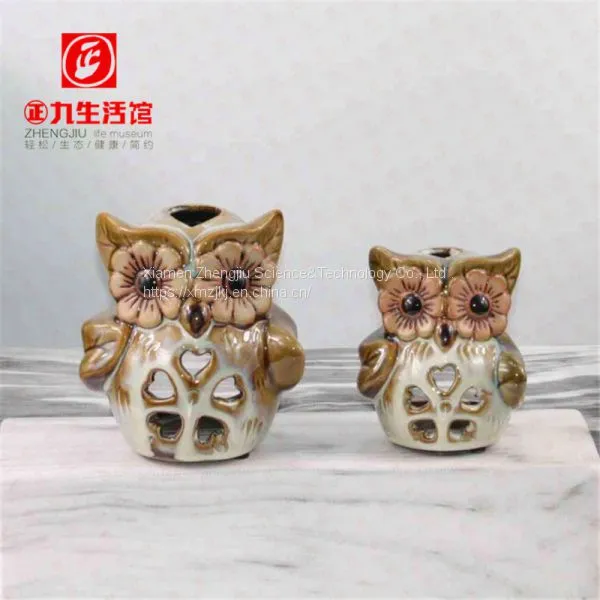 European-style Creative Retro Home LED Lamp Hollow-out Owl Resin Crafts Decorations photo-4