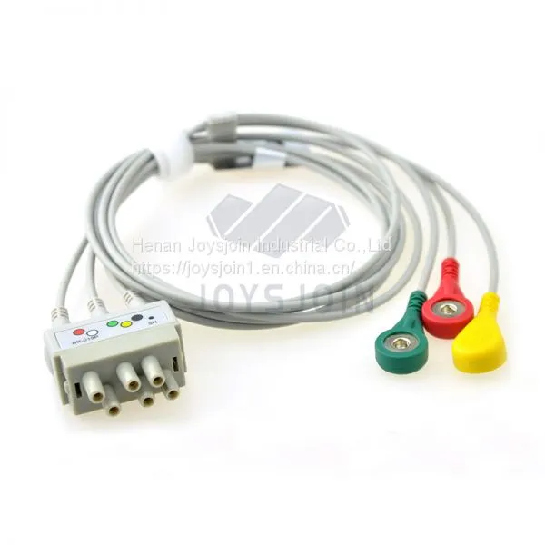 Nihon Kohden 3 Lead ECG Trunk Cable and Leads for Patient Monitor, P/N: BR-019P photo-2