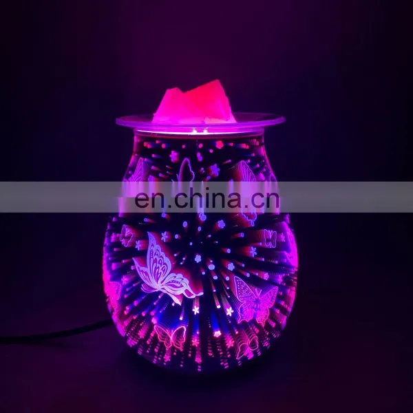 New 3D Glass Colorful Gradient Fireworks Aromatherapy Lamp Colorful Color Changing Plug-in Butterfly Table Lamp photo-2